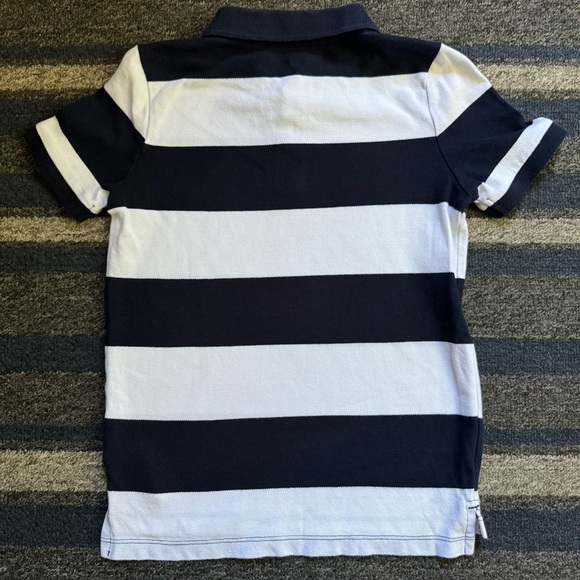 Old Navy Black and White Striped Polo Shirt Size 5 - Picture 3 of 3